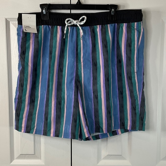 Original Use - Vertical Striped Swim Trunks Mens Size L - Picture 1 of 6
